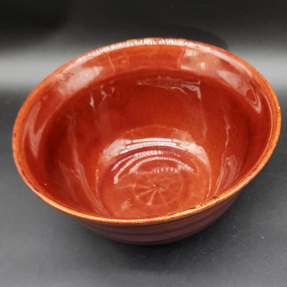 Mar-Crest Brown Stoneware Ribbed Bowl Vintage MCM Kitchen Farmhouse Rustic Decor